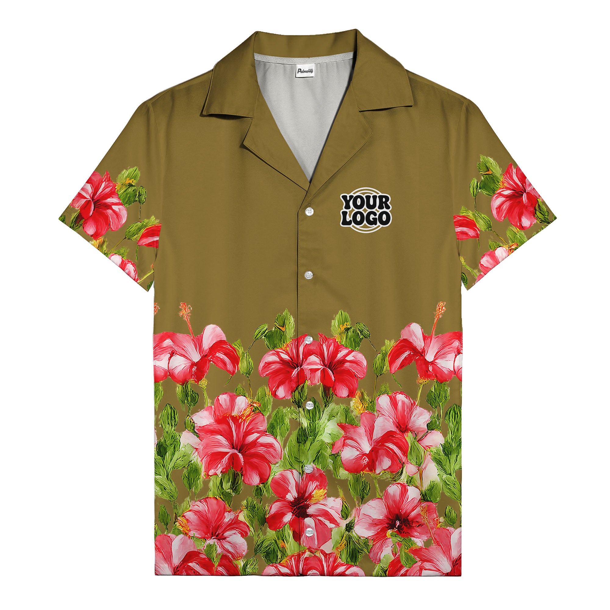 watercolor hibiscus & leaf aloha hawaiian shirt for men
