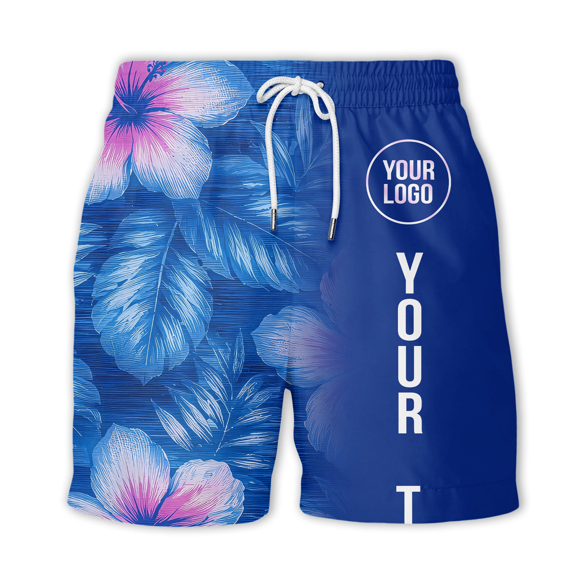 watercolor hibiscus monstera leaf royal blue hawaiian shirt
