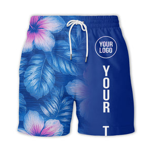 watercolor hibiscus monstera leaf royal blue hawaiian shirt
