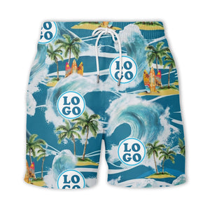 watercolor ocean waves palm trees surfboards hawaiian shirt for men
