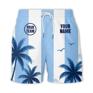 watercolor palm trees over ocean waves hawaiian shirt for men