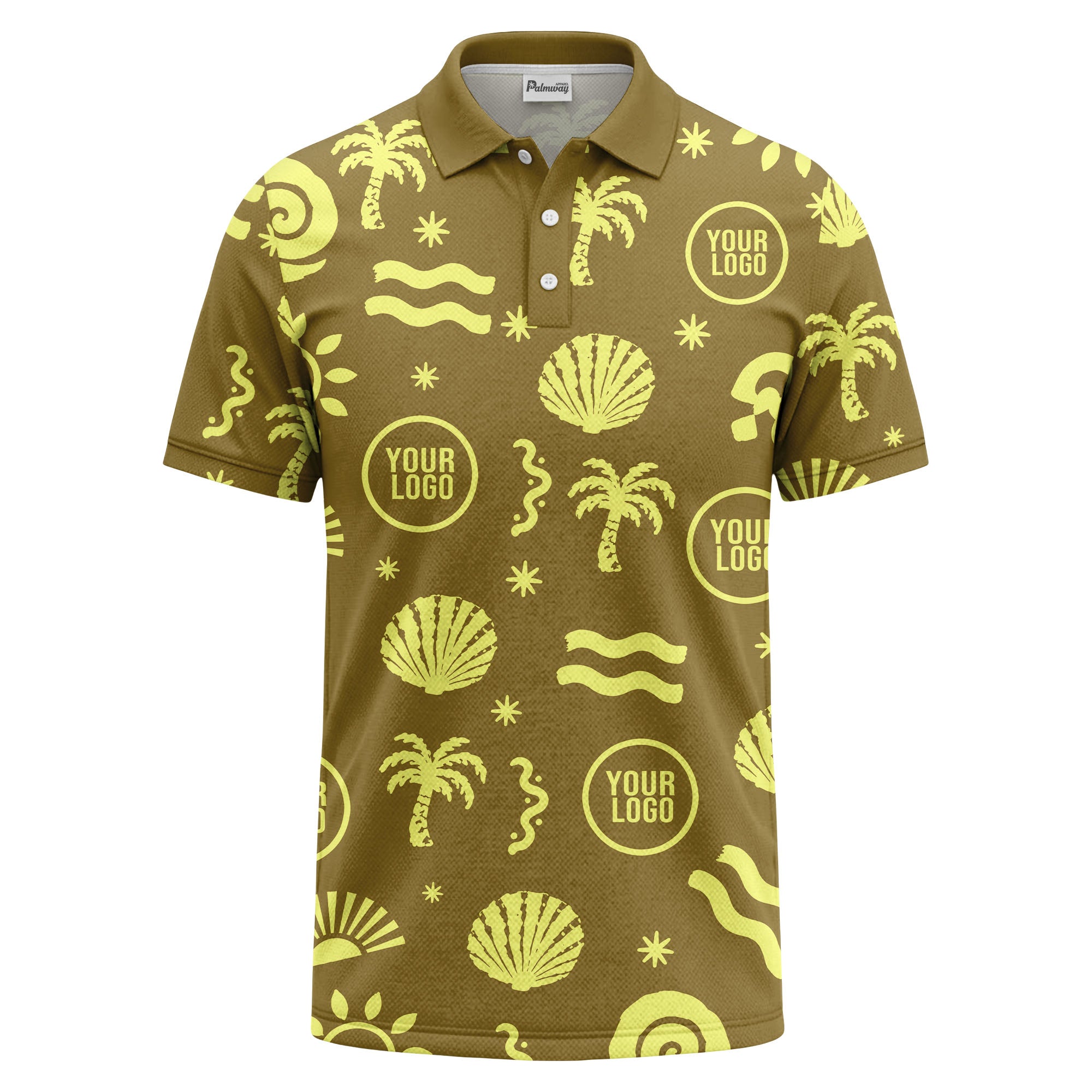 watercolor palm trees seashells waves polo shirt for beach vacation
