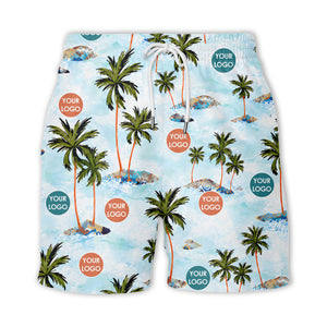 watercolor palm trees & surfboards island repeat hawaiian shirt