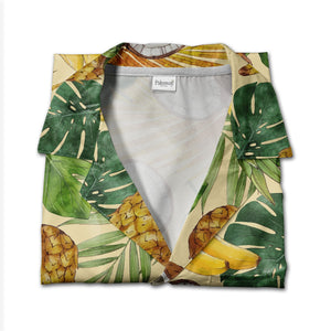 Watercolor Pineapple Hawaiian Shirt with Bananas and Coconuts