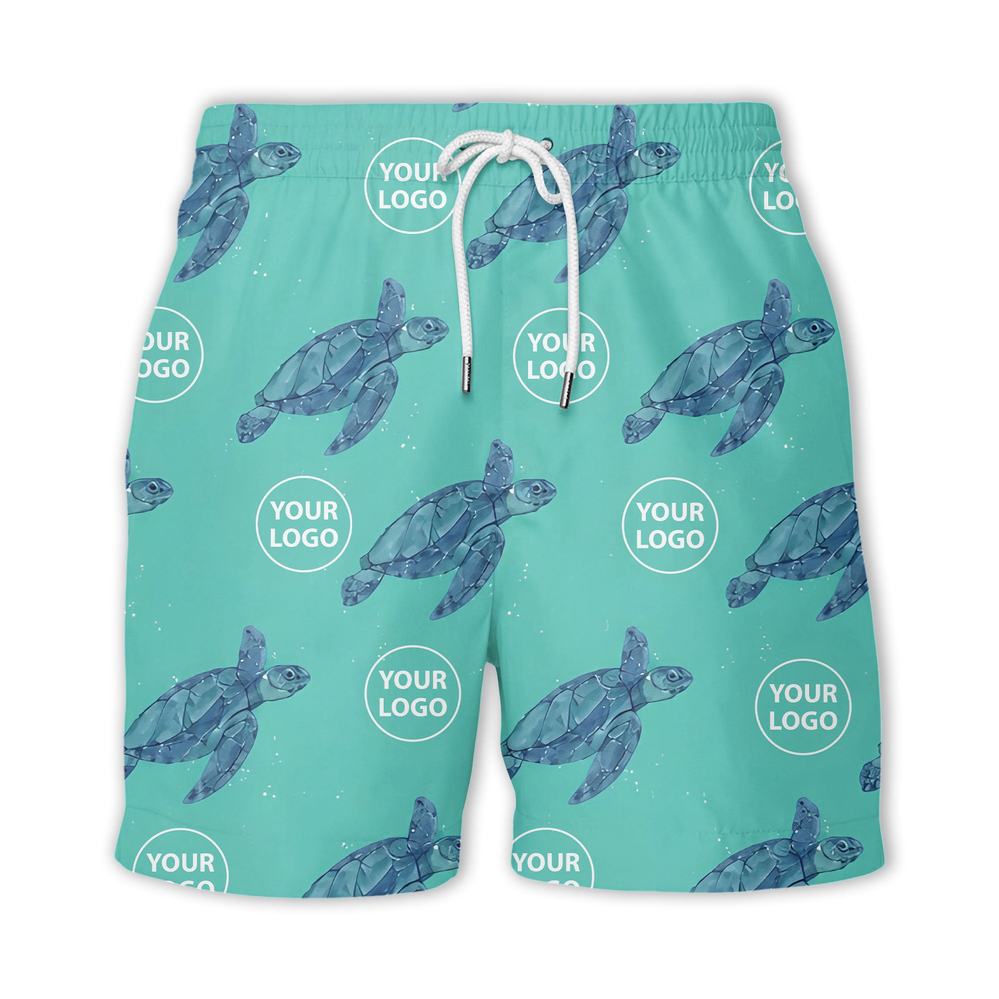 watercolor sea turtle repeat hawaiian shirt with custom logo slots