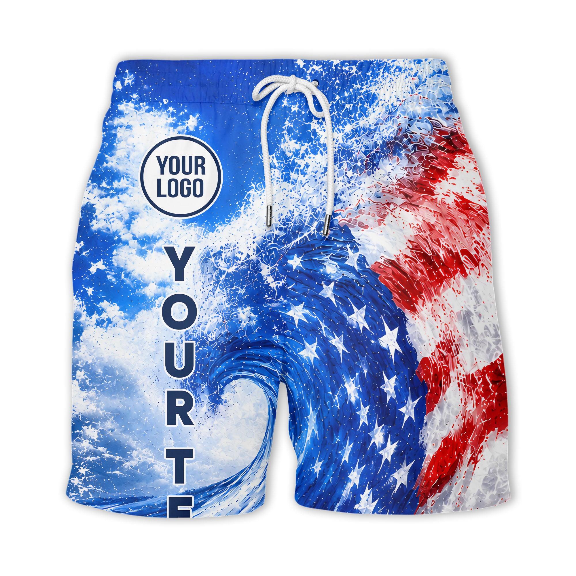 watercolor stars & stripes wave patriotic hawaiian shirt