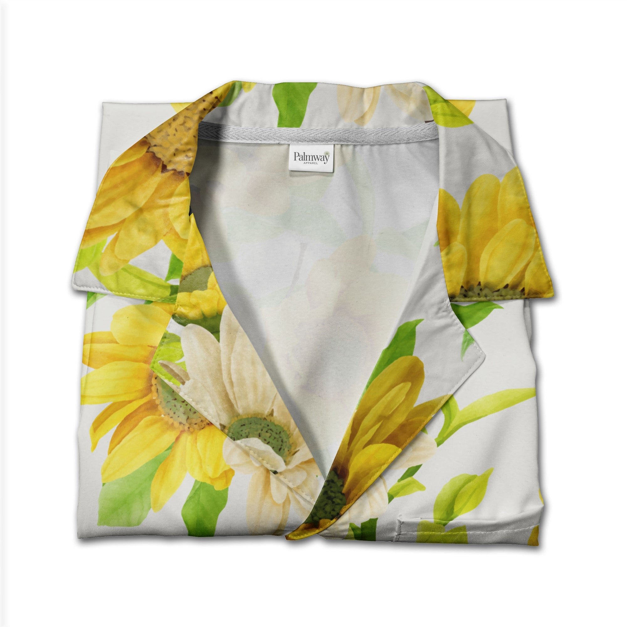 Watercolor Sunflower Hawaiian Shirt with Buds and Leaves Elegant