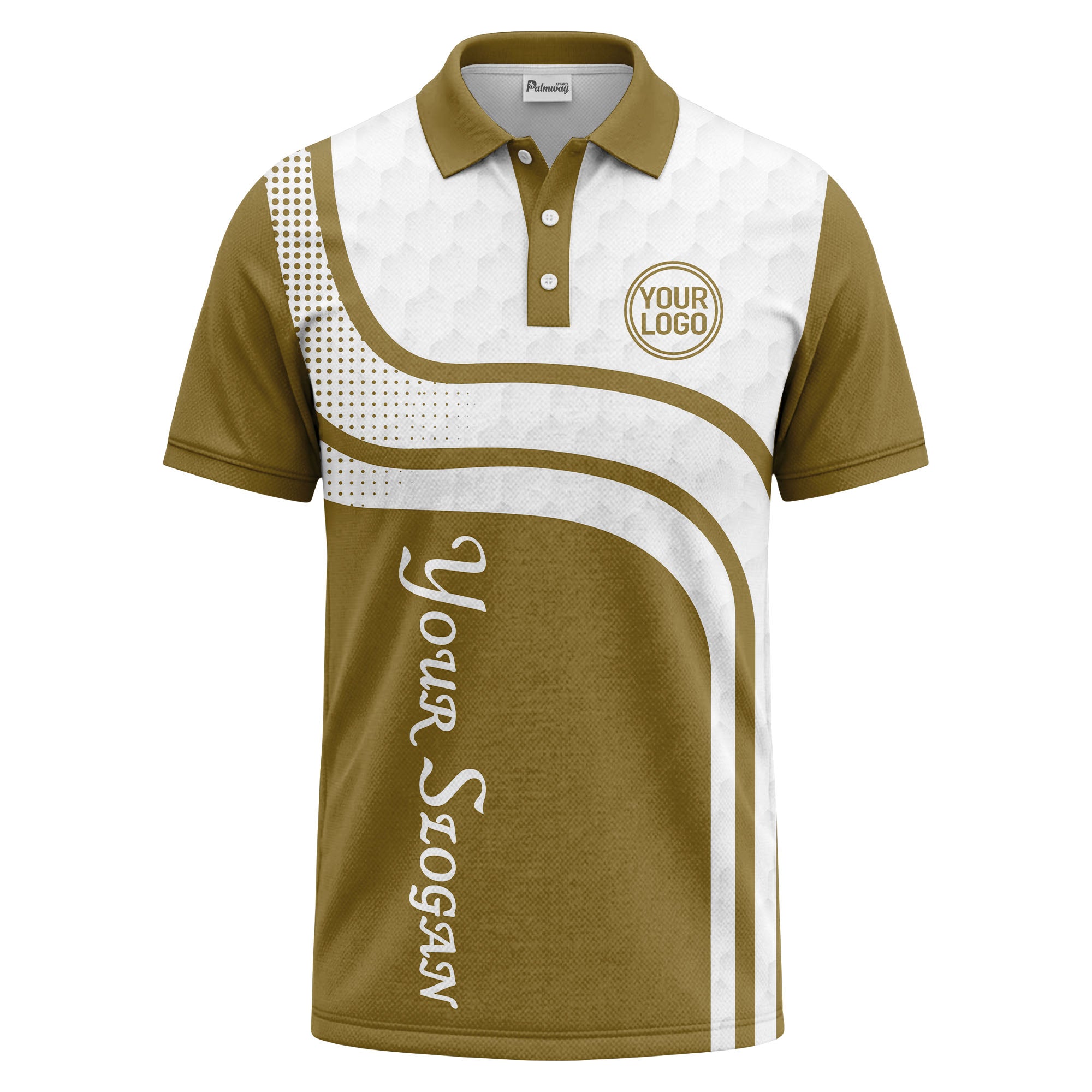 wave hexagon graphic golf polo shirt with custom logo