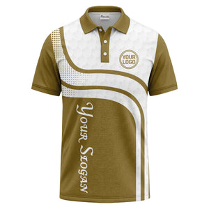 wave hexagon graphic golf polo shirt with custom logo