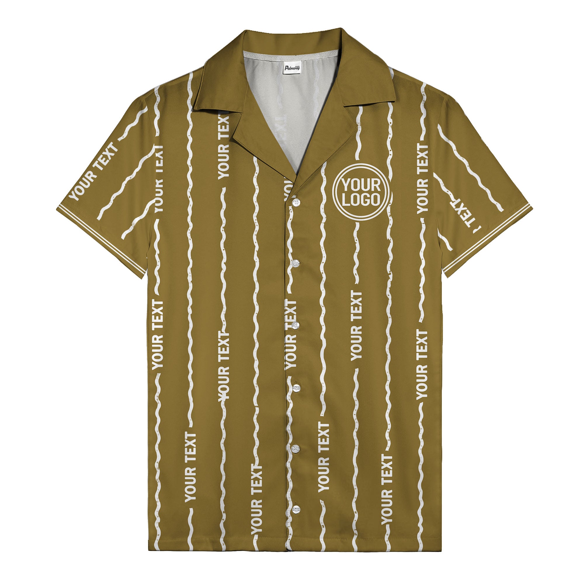 wavy line personalized hawaiian shirt with custom text & logo