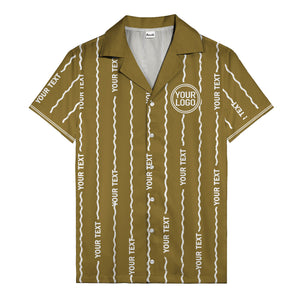 wavy line personalized hawaiian shirt with custom text & logo