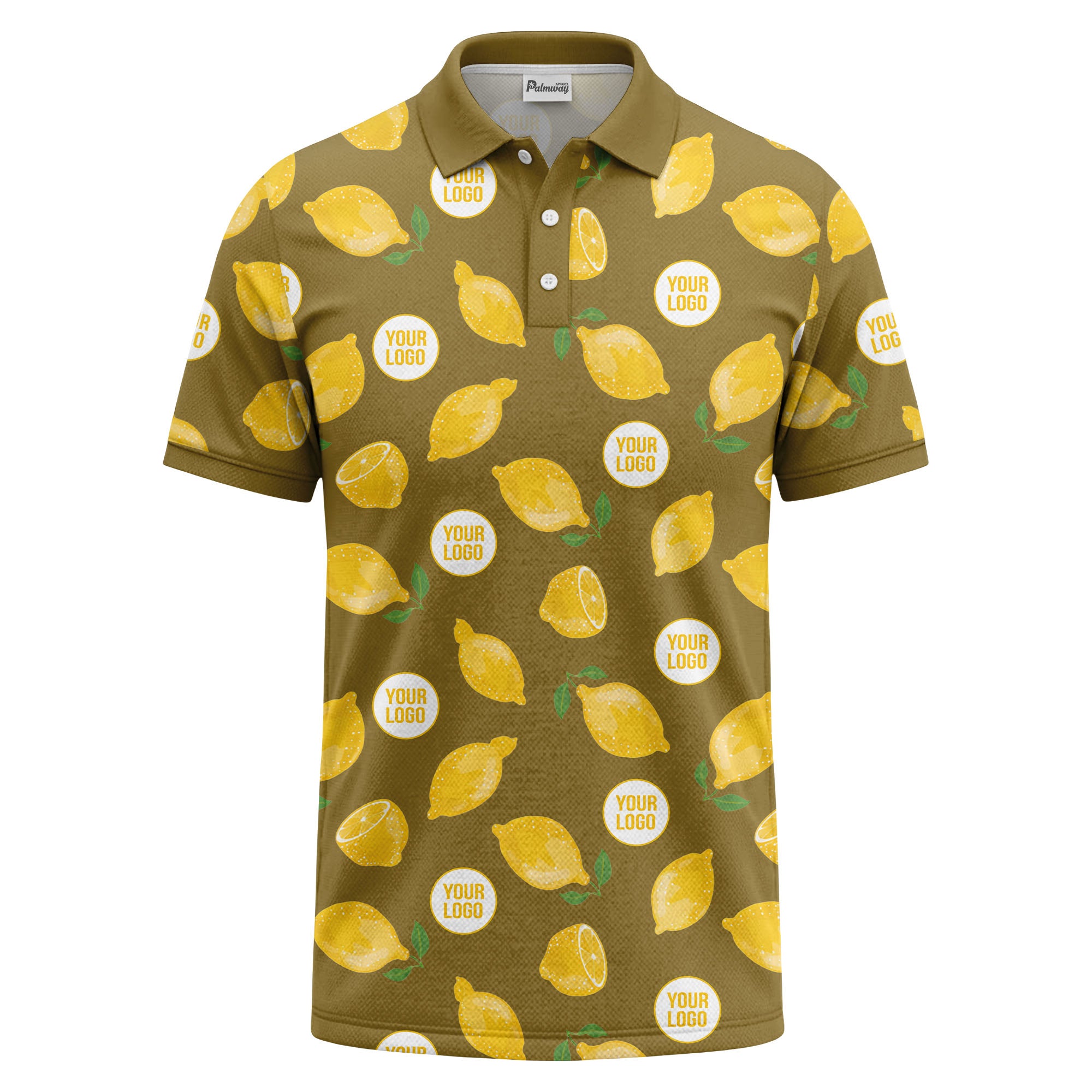 zesty lemon slices & leaf motif playful summer polo shirt