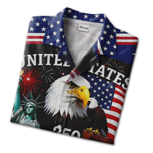 American Icons Hawaiian Shirt - Eagle Liberty Bell Statue of Liberty & Fireworks Print
