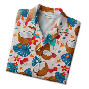 Aqua Blue Margarita Flip-Flop Hawaiian Shirt with Watermelon and Popsicles