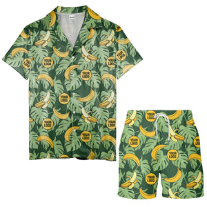 banana bunches & monstera leaves hawaiian shirt for beach vacations