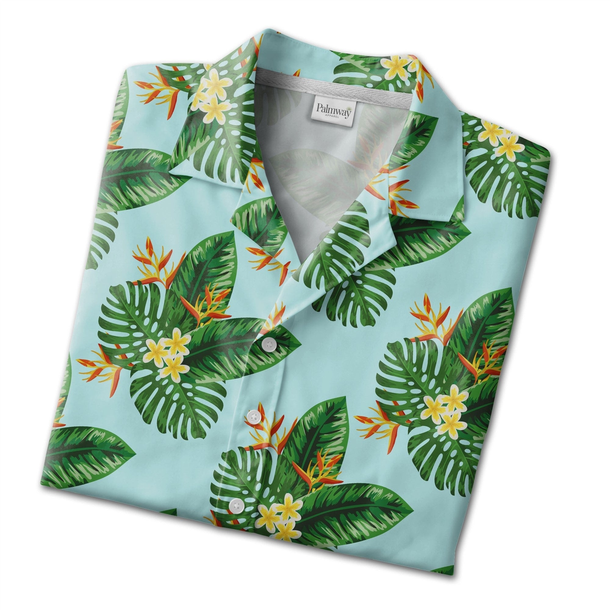 Black Elegant Monstera Hawaiian Shirt with Lime Green Mint Gradient Leaves