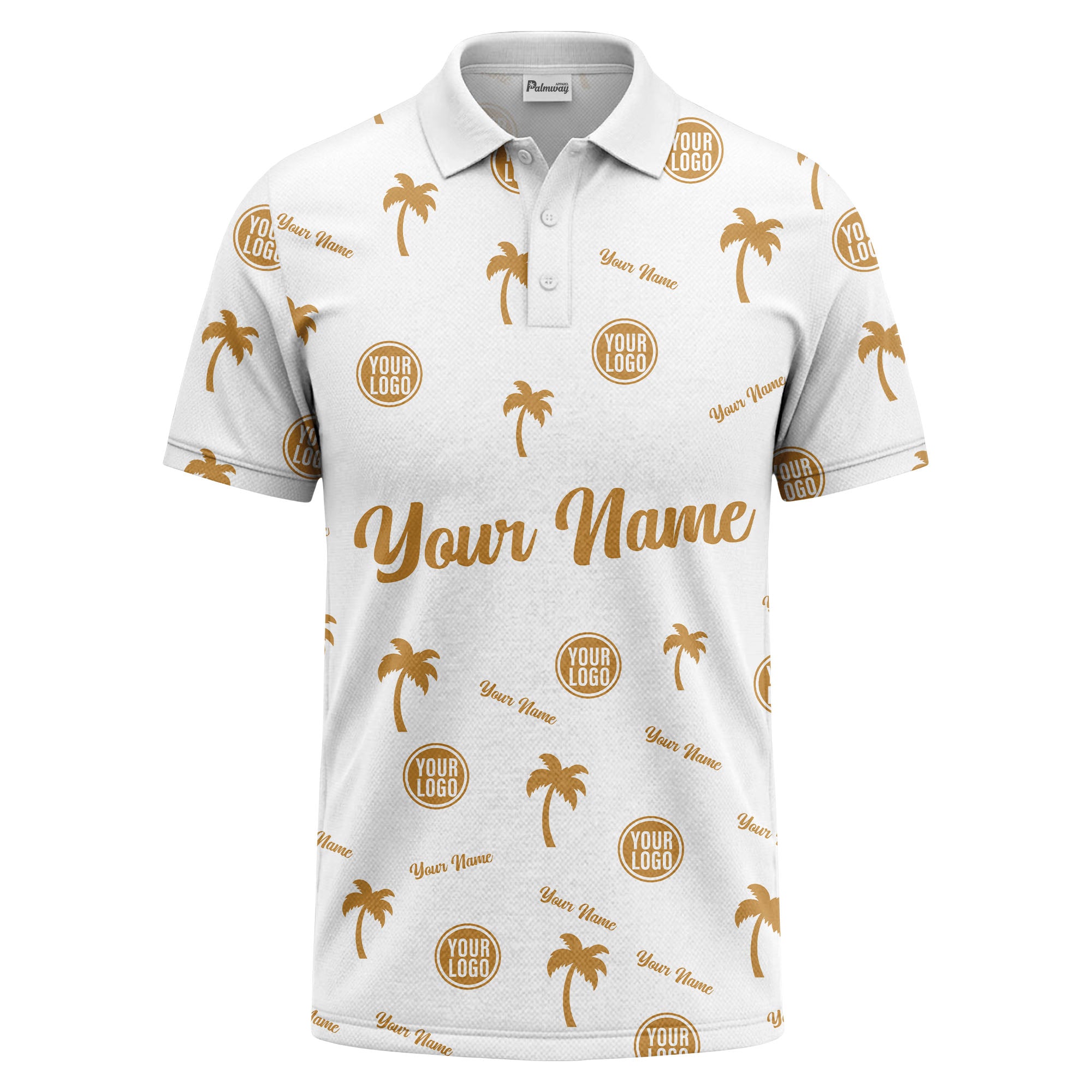 black palm tree silhouettes personalized polo shirt with custom logos