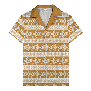 black sea turtles & white floral repeat hawaiian shirt for men