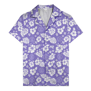 black & white hibiscus blooms & monstera leaves hawaiian shirt for men
