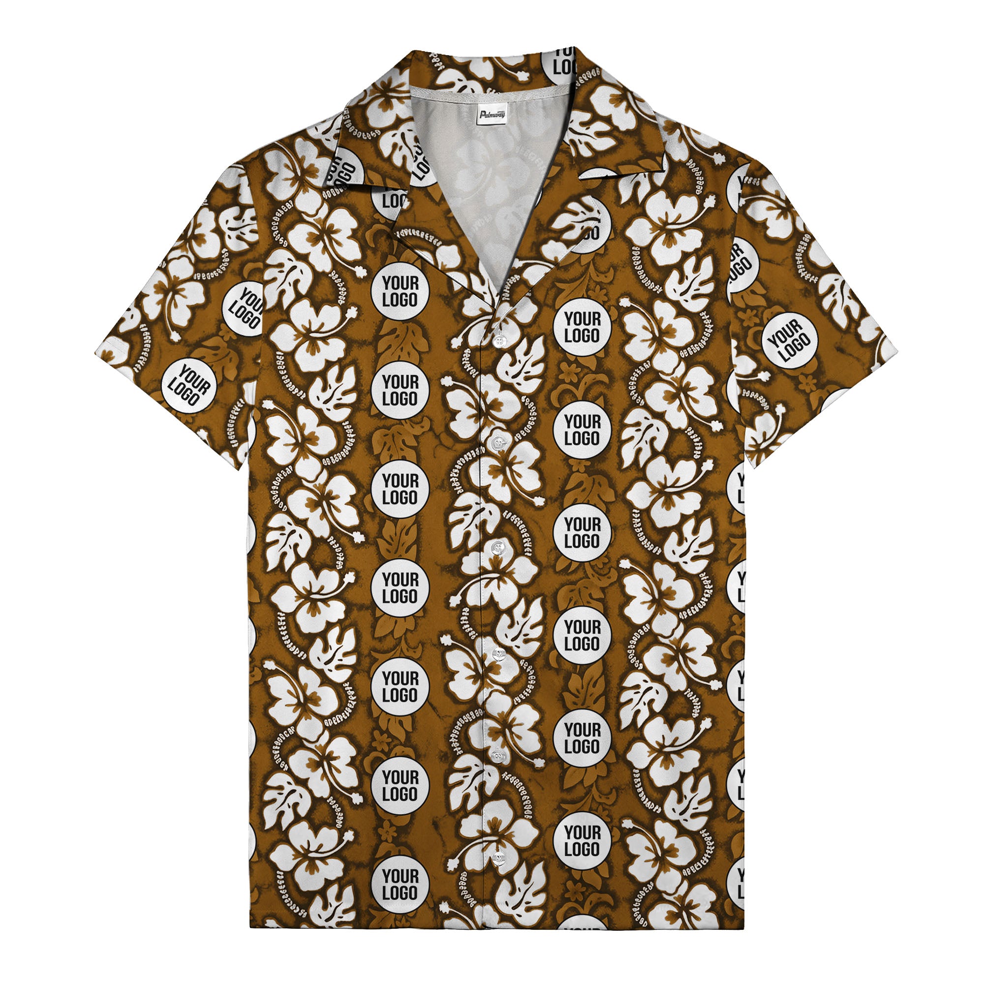 black & white hibiscus monstera custom logo hawaiian shirt for men