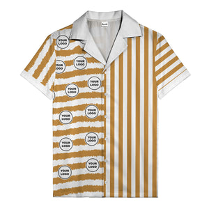 bold black-white stripe & circular logo hawaiian shirt