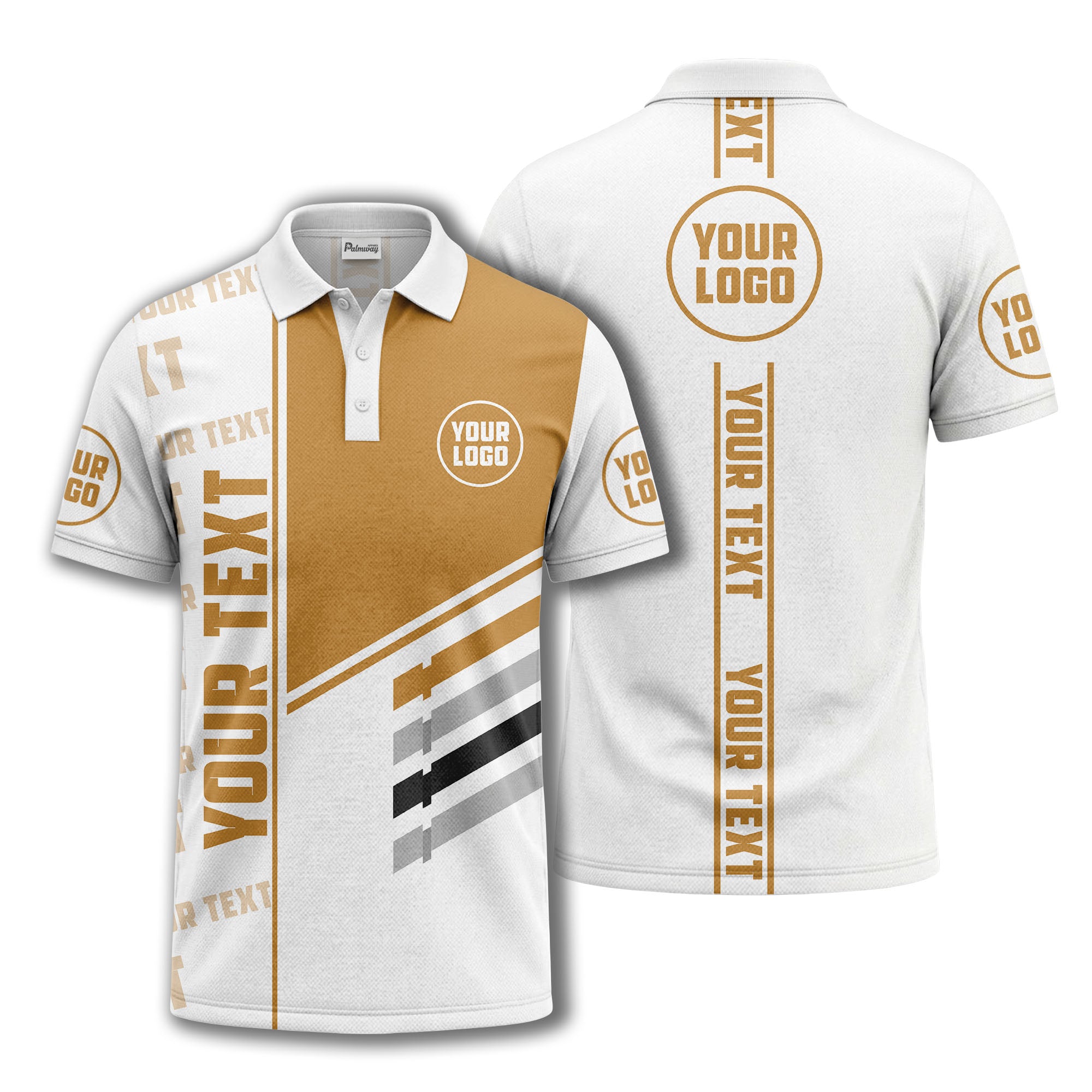 bold geometric stripes & custom text placeholder modern polo shirt