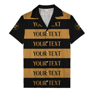 bold horizontal stripes customizable text hawaiian shirt for men