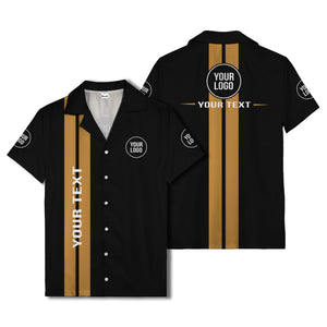 bold vertical stripe custom logo hawaiian shirt for men