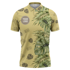 botanical tropical leaf polo shirt | custom color jungle all-over print
