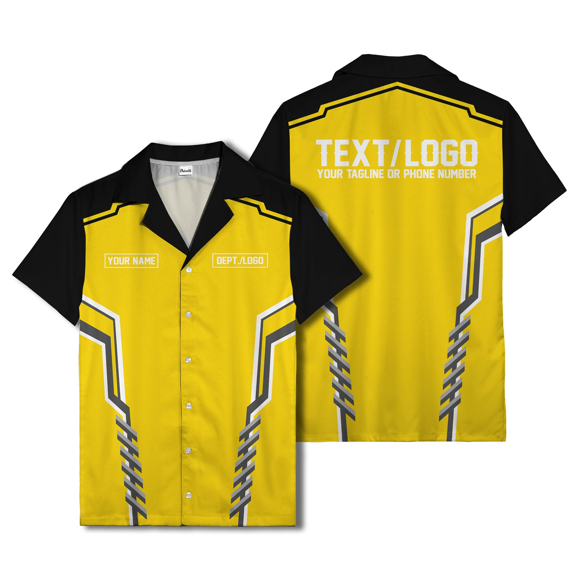 bowling team stripe name box hawaiian shirt for men