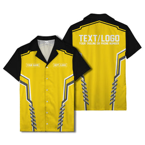 bowling team stripe name box hawaiian shirt for men