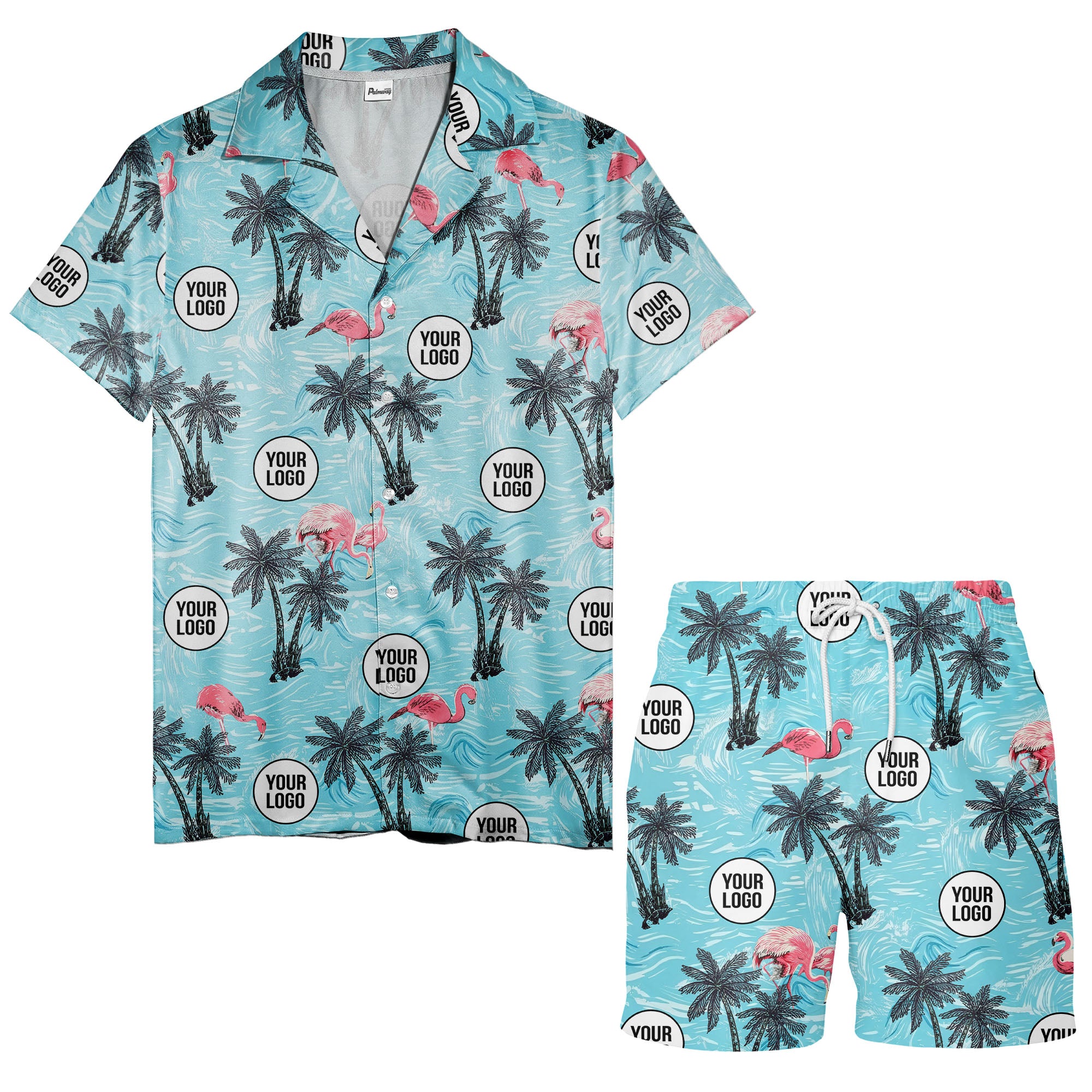 caribbean flamingos & palm trees vintage aloha hawaiian shirt