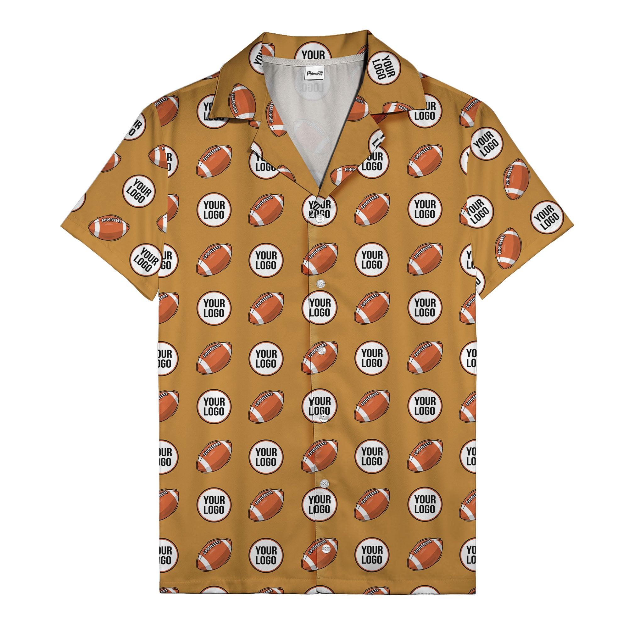 cartoon football field custom logo pattern black hawaiian shirt for men