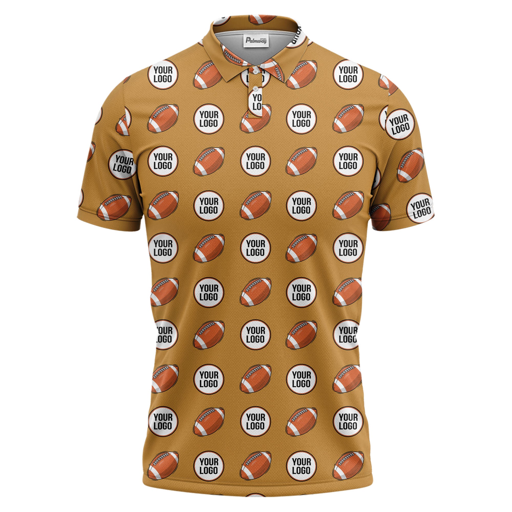 cartoon football logo circle repeat black sports polo shirt for men
