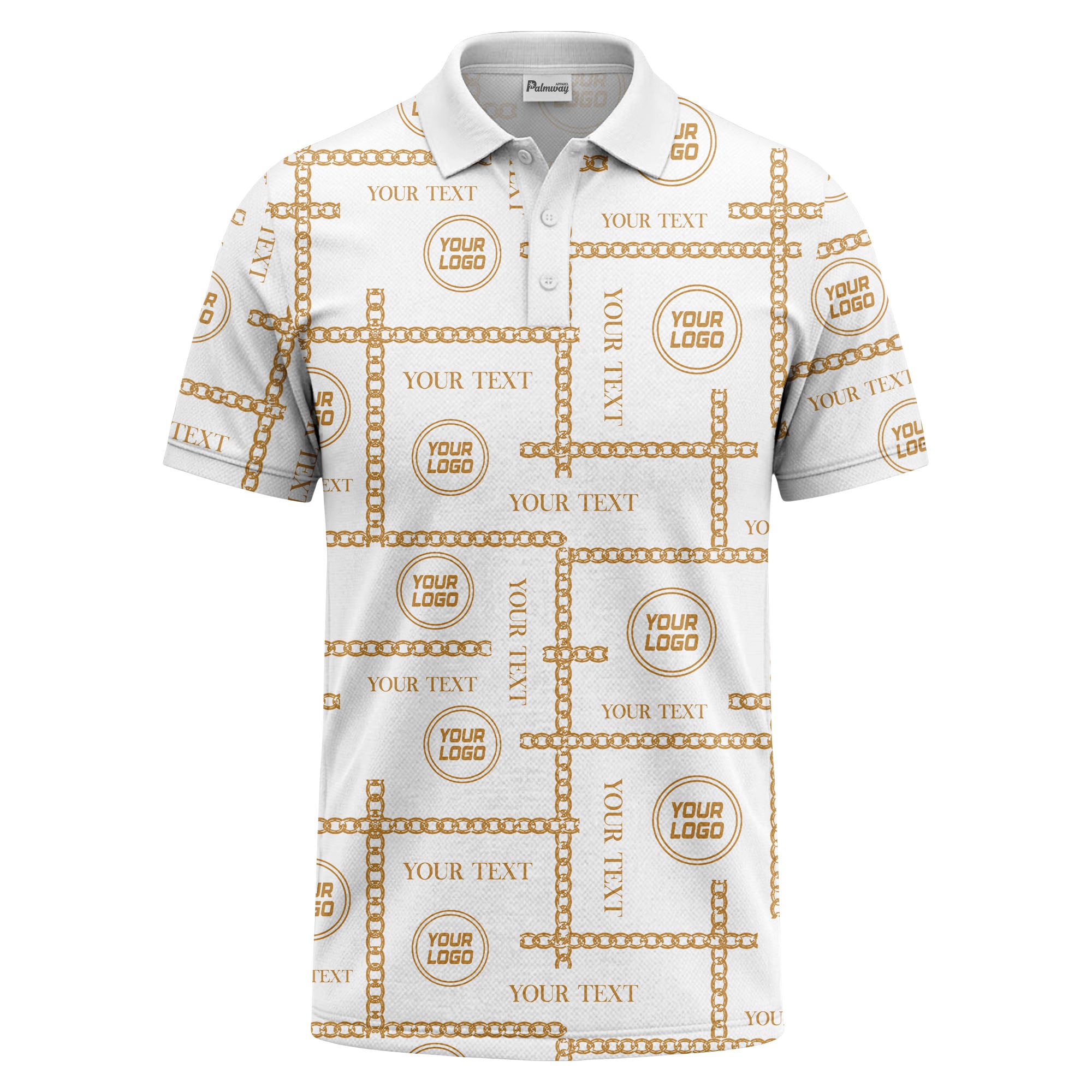 chain link grid custom logo monochrome polo shirt for men