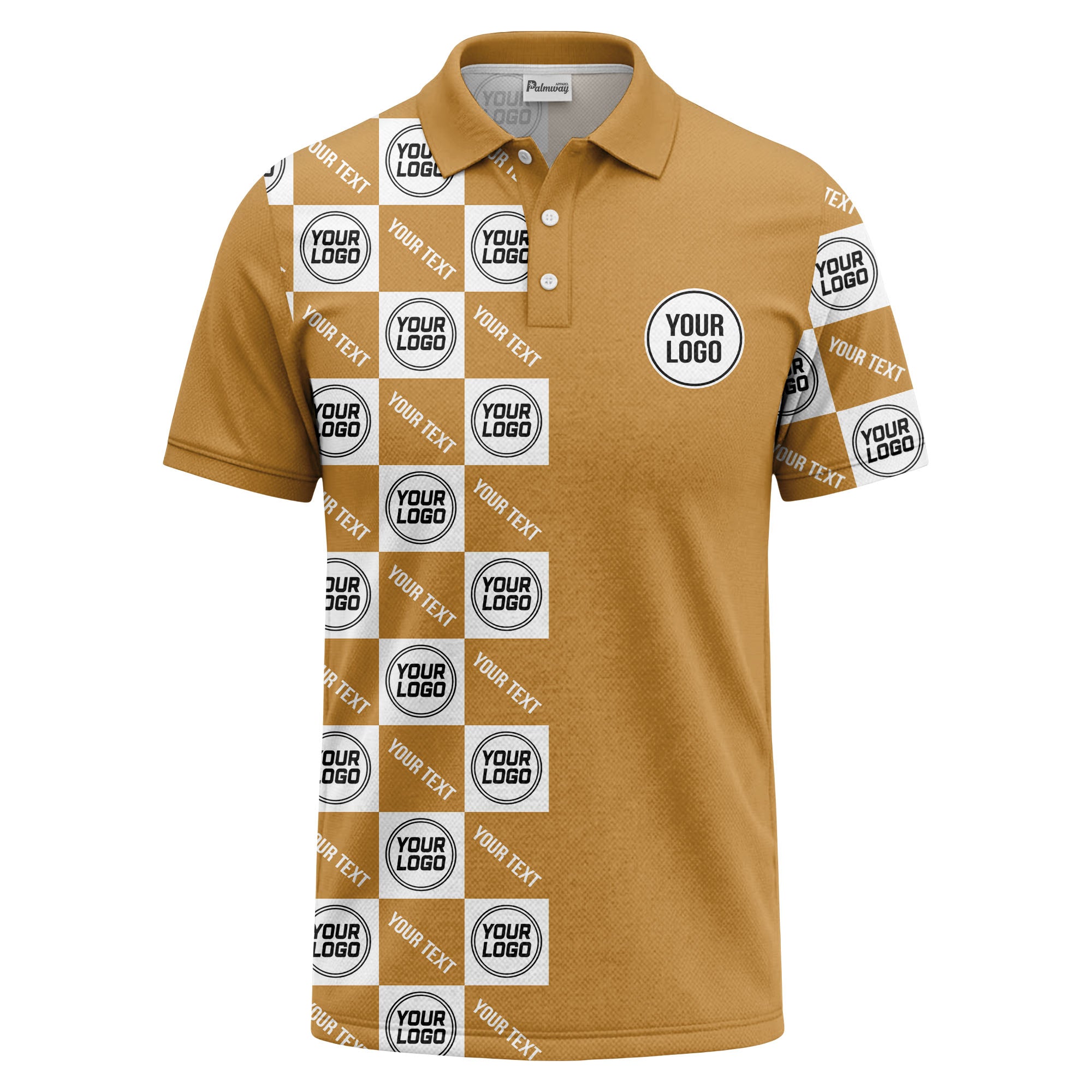 checkerboard repeat logo text black white customizable polo shirt