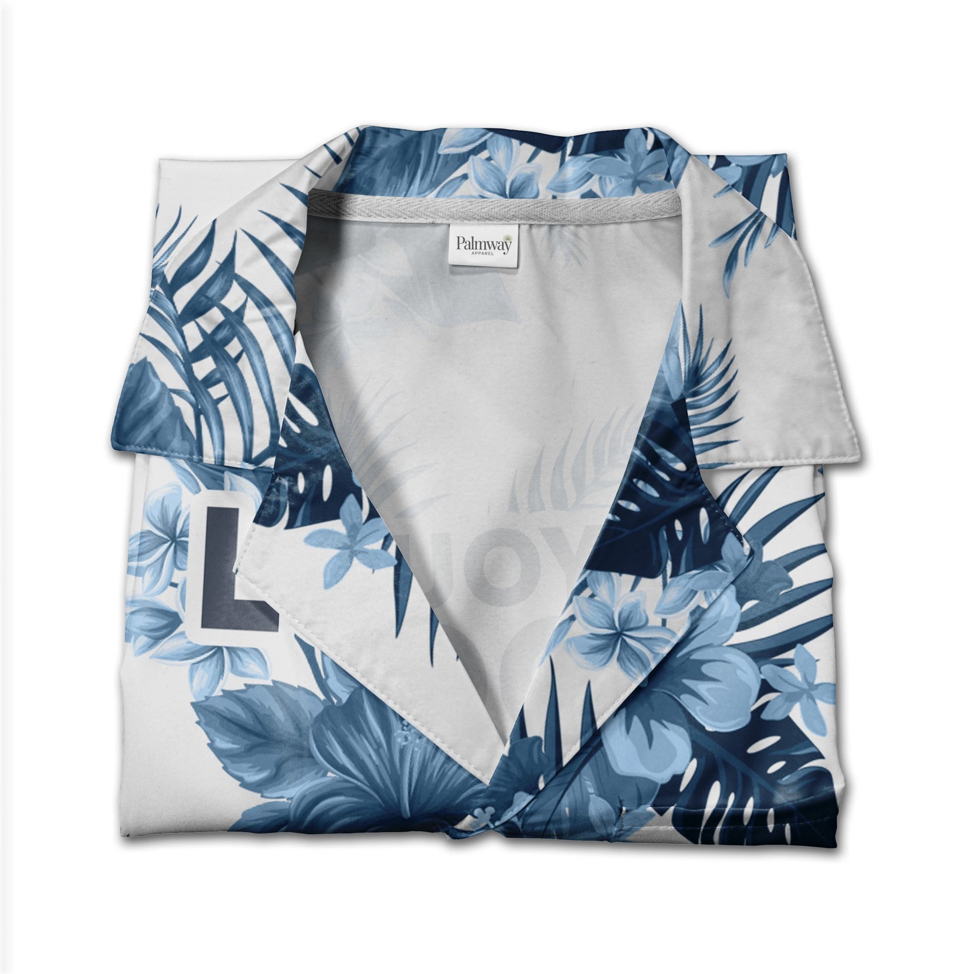 Clean White Corporate Hawaiian Shirt with Monstera Leaf Logo Design