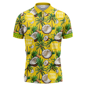 coconut palm trees ice cubes tropical black polo shirt for men