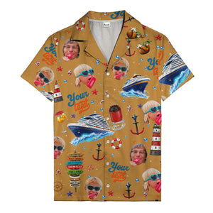 cruise ship faces & cocktail signs cartoon hawaiian shirt