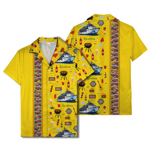 cruise ship grill & refreshments fun cartoon hawaiian shirt for men