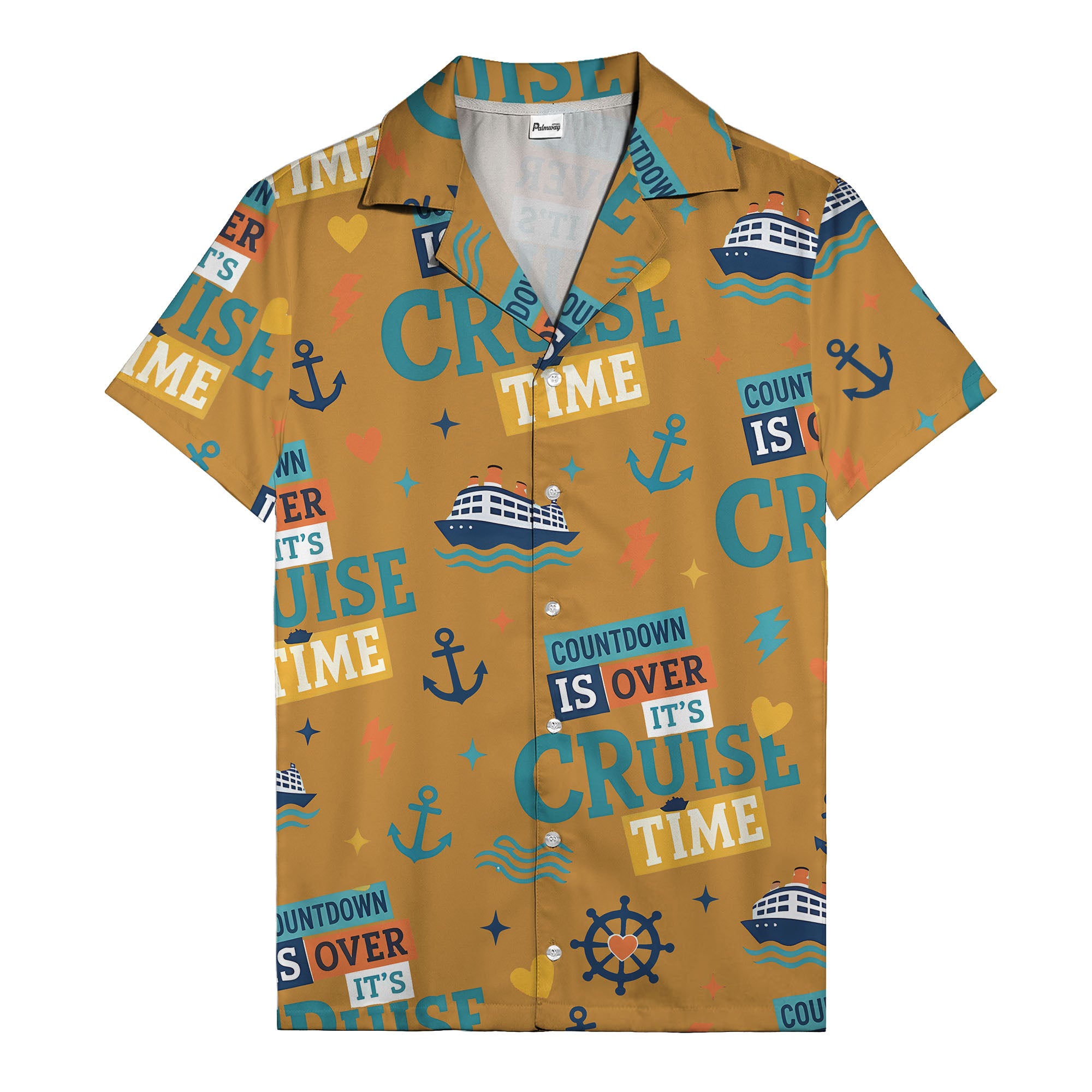 cruise ships & anchors cartoon fun hawaiian shirt for vacation