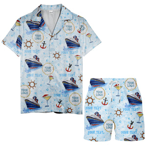 cruise ships & cocktail glasses fun cartoon hawaiian shirt for men