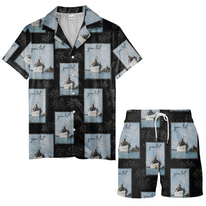 cruise ships & palm tree islands hawaiian shirt for men