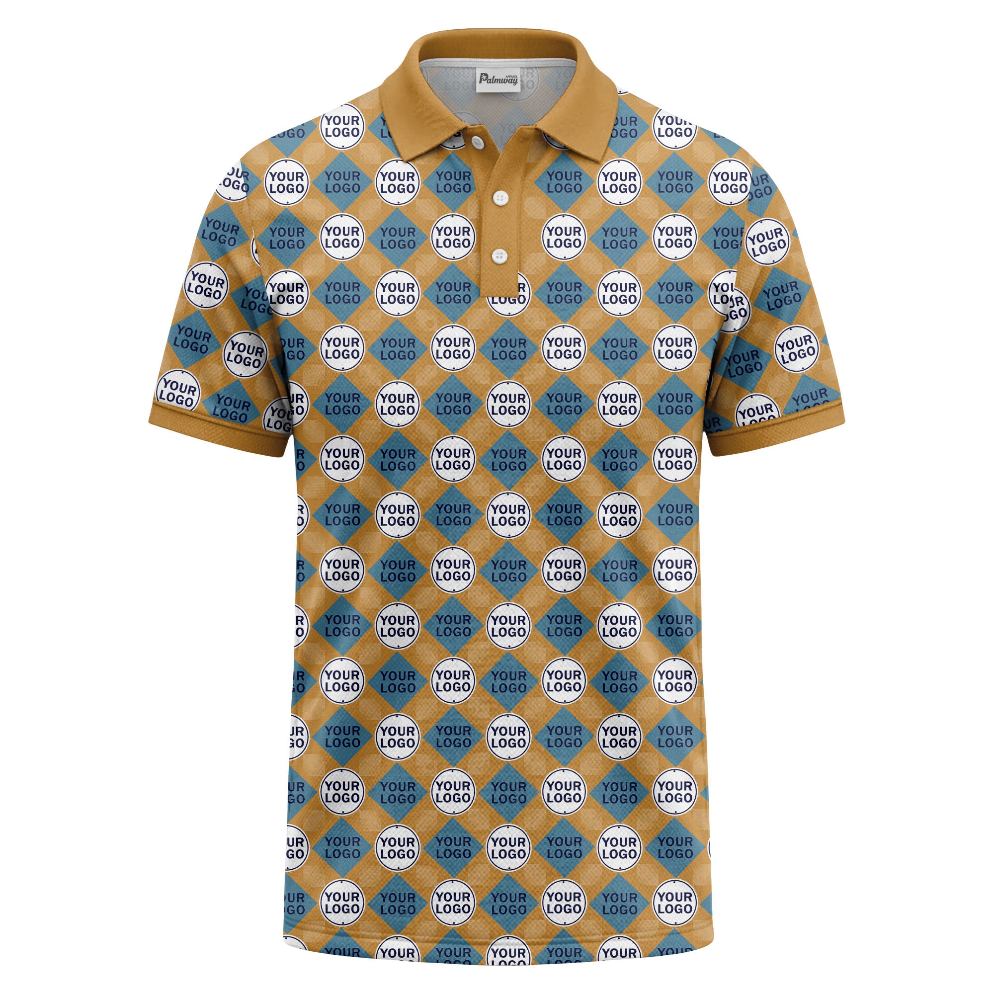 custom diamond grid circular logos polo shirt for men