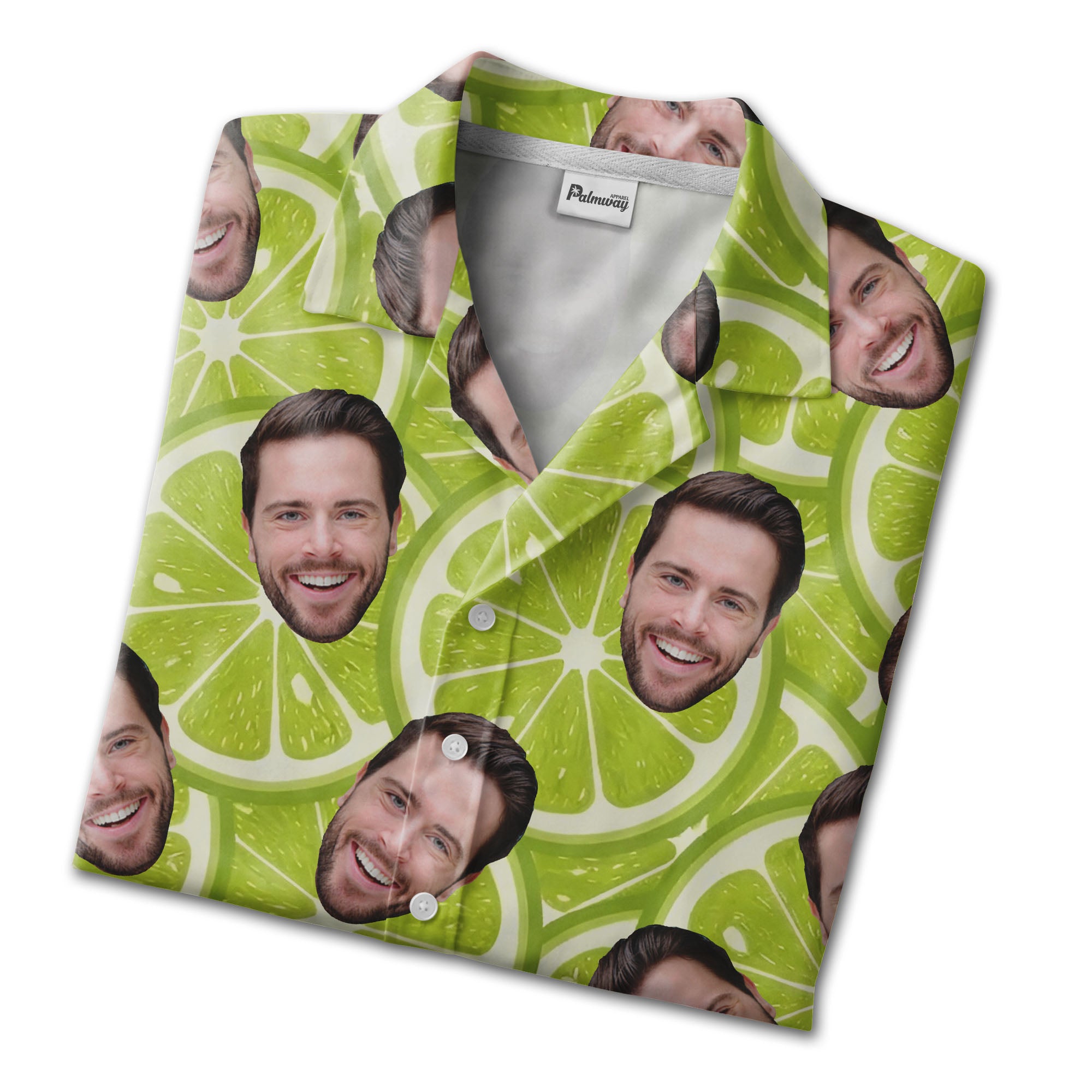 Custom Face Lime Slice Hawaiian Shirt - Funny Personalized Photo Party Novelty