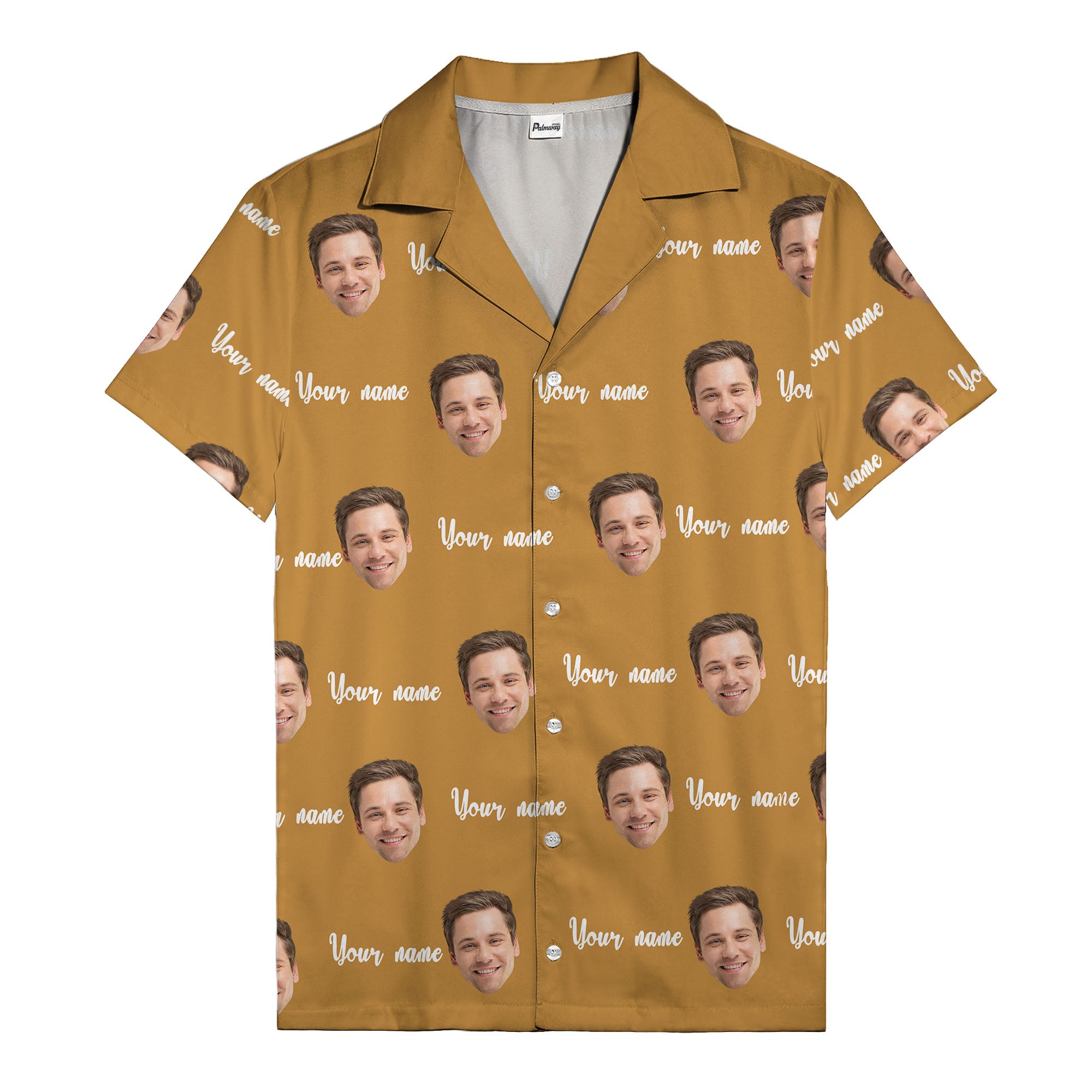 custom face portrait & personalized text repeat hawaiian shirt