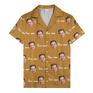 custom face portrait & personalized text repeat hawaiian shirt