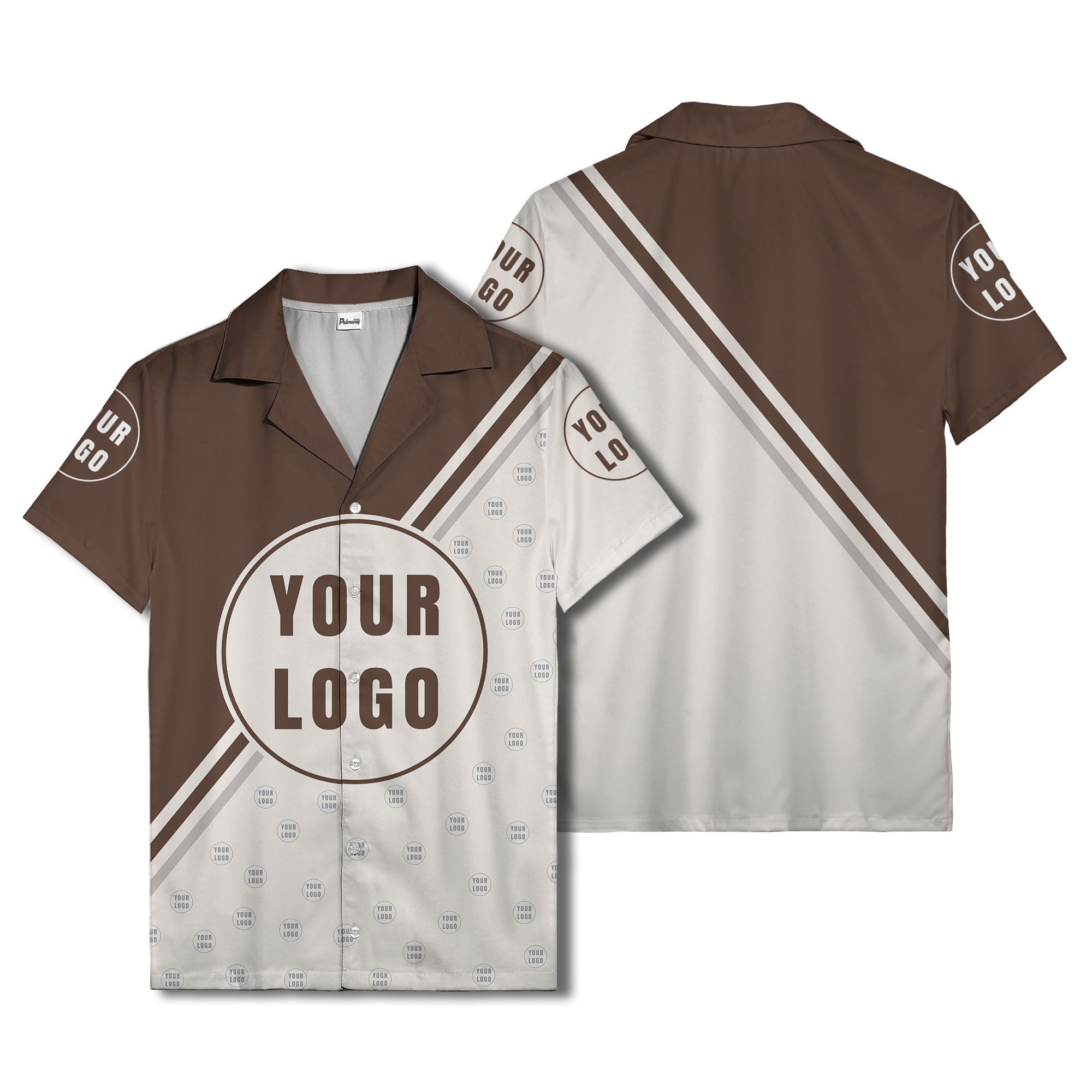 custom logo circles & diagonal stripes minimalist hawaiian shirt for men