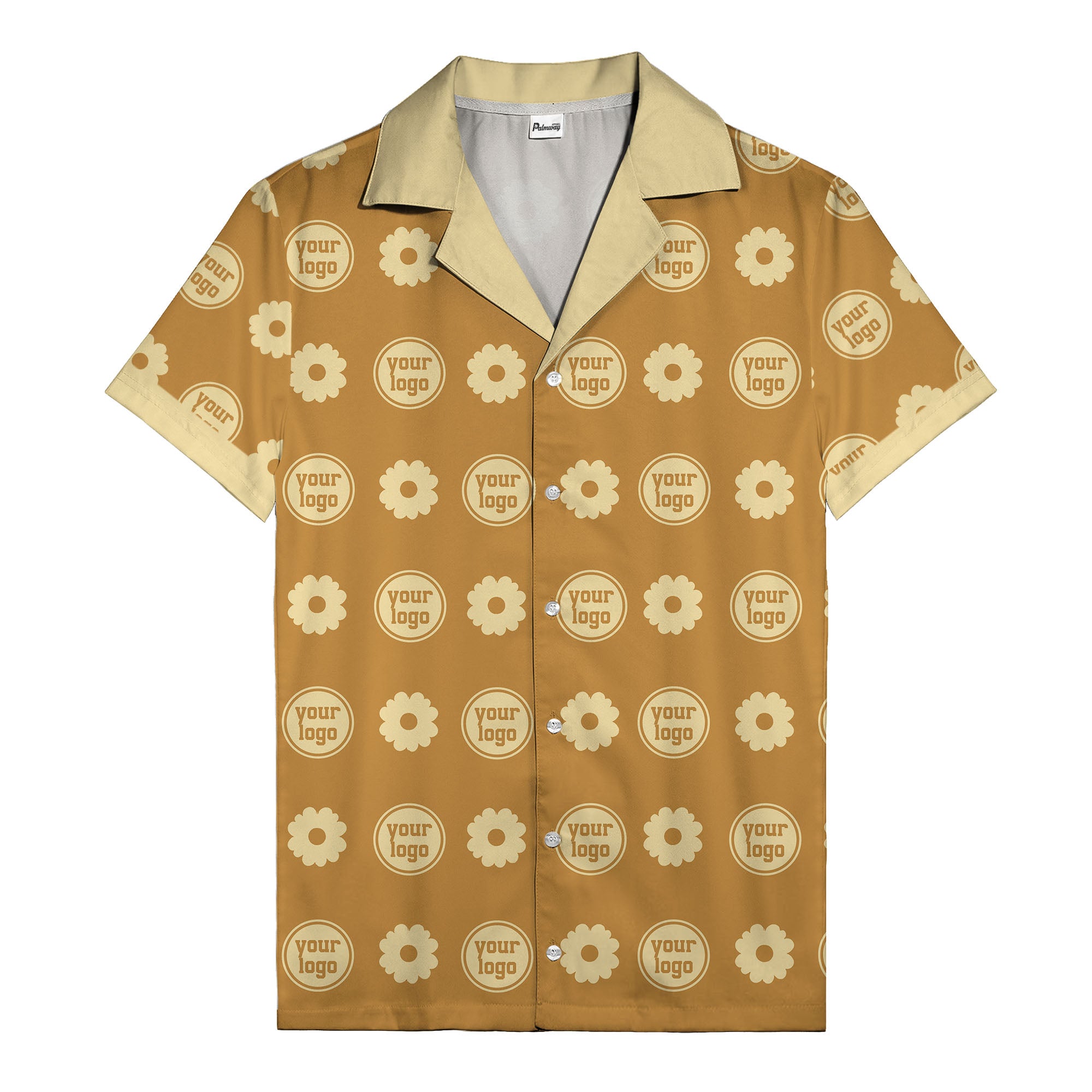 custom logo daisy repeat pattern hawaiian shirt for men