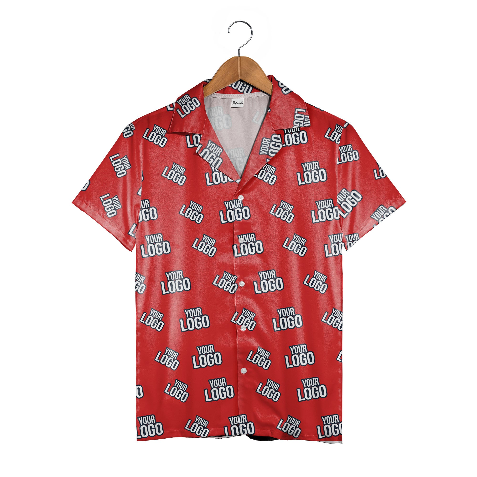 Custom Logo Hawaiian Shirt - Personalized Branded Repeating Text Pattern Design